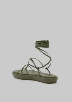 Ilio Smeraldo Géraldine Boublil Lace Up Flat Sandal - Kaki SHOES