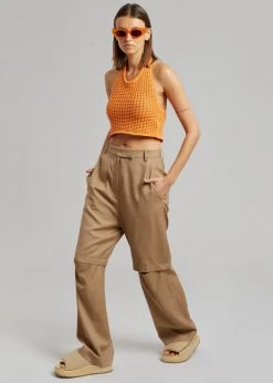 Blossom Irina Slit Pants - Camel