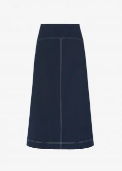 The Frankie Shop Iris Midi Skirt - Dark Indigo CLOTHING