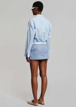The Frankie Shop Isle Linen Mini Skirt - Light Blue