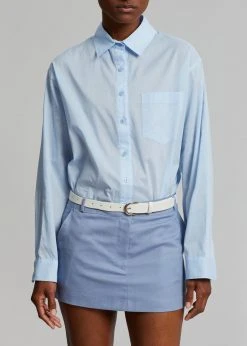 The Frankie Shop Isle Linen Mini Skirt - Light Blue