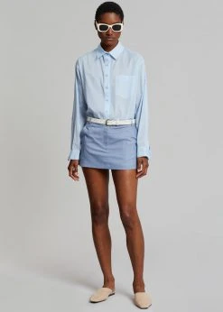 The Frankie Shop Isle Linen Mini Skirt - Light Blue