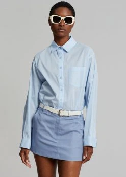 The Frankie Shop Isle Linen Mini Skirt - Light Blue