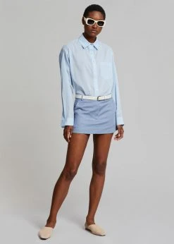 The Frankie Shop Isle Linen Mini Skirt - Light Blue