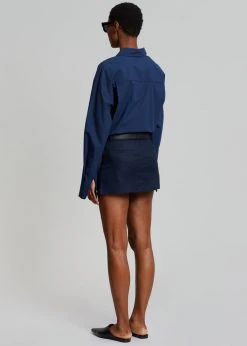 The Frankie Shop CLOTHING Isle Linen Mini Skirt - Navy