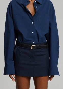 The Frankie Shop CLOTHING Isle Linen Mini Skirt - Navy