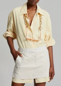 The Frankie Shop CLOTHING Isle Linen Mini Skirt - Oat Melange