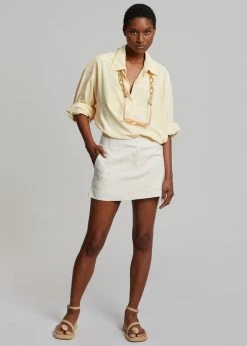 The Frankie Shop CLOTHING Isle Linen Mini Skirt - Oat Melange