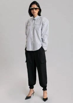 Black Fuchsia Jeanne Padded Shirt - Black Stripe CLOTHING