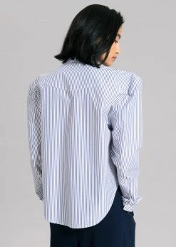 Black Fuchsia CLOTHING Jeanne Padded Shirt - Navy Stripe