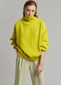 The Frankie Shop Joya Roll Neck Sweater - Citron