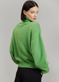 The Frankie Shop Joya Roll Neck Sweater - Kermit CLOTHING