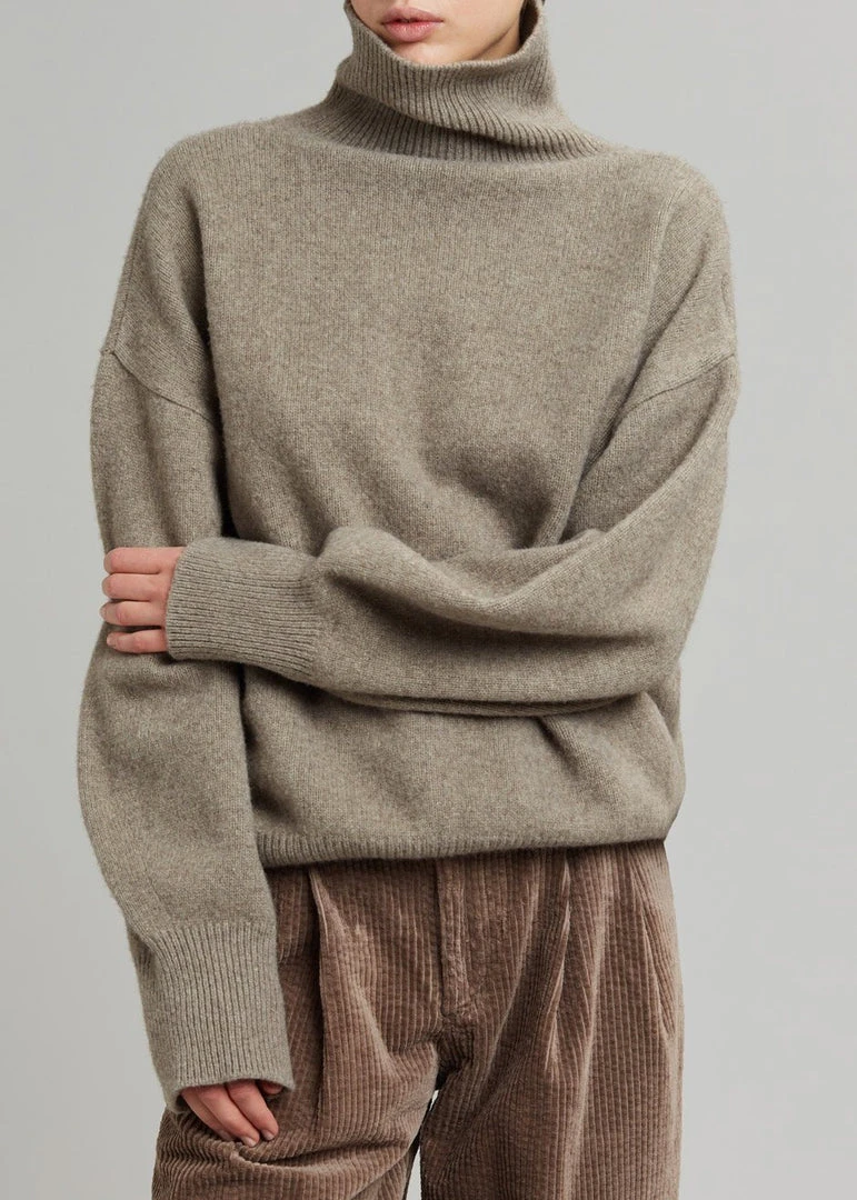 The Frankie Shop Joya Roll Neck Sweater - Taupe CLOTHING
