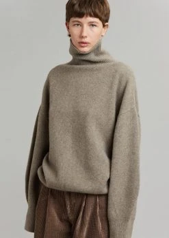The Frankie Shop Joya Roll Neck Sweater - Taupe CLOTHING
