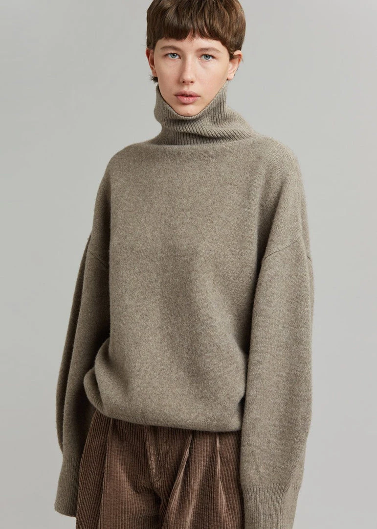 The Frankie Shop Joya Roll Neck Sweater - Taupe CLOTHING