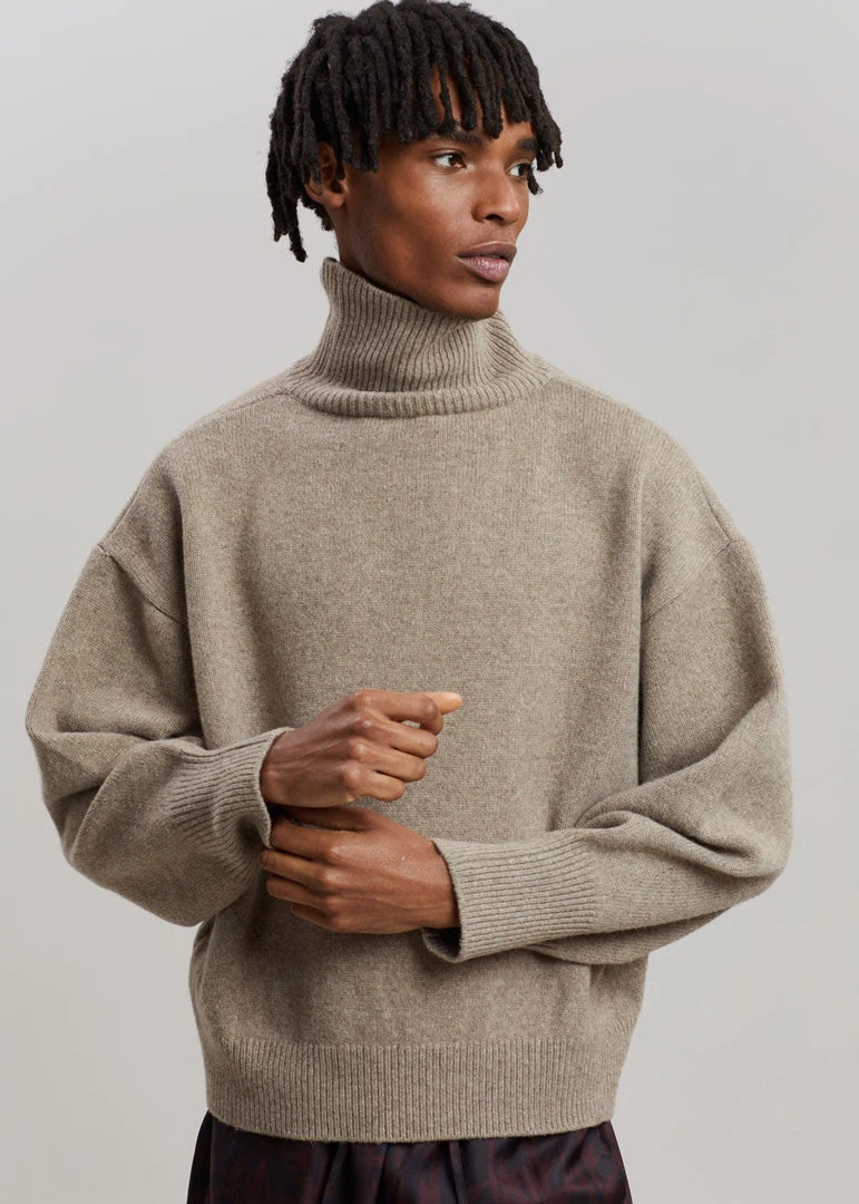 The Frankie Shop Joya Roll Neck Sweater - Taupe CLOTHING