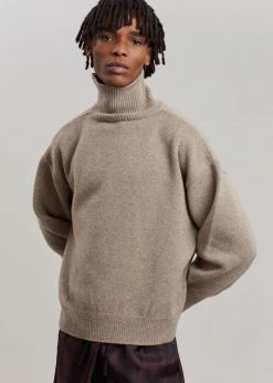 The Frankie Shop Joya Roll Neck Sweater - Taupe CLOTHING