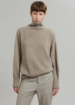 The Frankie Shop Joya Roll Neck Sweater - Taupe CLOTHING