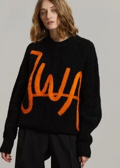 JW Anderson Crewneck Cable Jumper - Black/Orange
