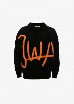 JW Anderson Crewneck Cable Jumper - Black/Orange