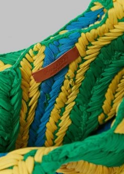 JW Anderson Knitted Shopper - Green/Yellow/Blue Men