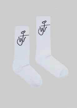 ACCESSORIES JW Anderson Logo Short Ankle Socks - White/Black