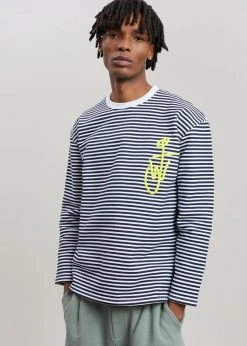 Men JW Anderson Long Sleeve Crewneck Tee - Black/White