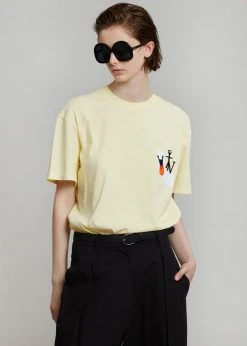 CLOTHING JW Anderson Swan Embroidered Logo T-Shirt - Yellow
