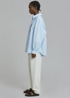 Love You So Much CLOTHING Kae Button Back Shirt - Sky