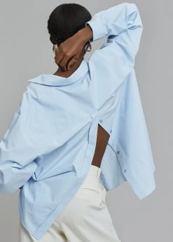 Love You So Much CLOTHING Kae Button Back Shirt - Sky