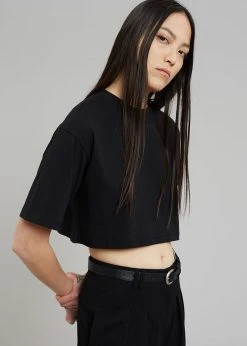 The Frankie Shop CLOTHING Karina Cropped T-Shirt - Black