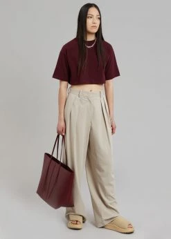 The Frankie Shop Karina Cropped T-Shirt - Bordeaux CLOTHING