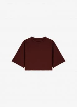 The Frankie Shop Karina Cropped T-Shirt - Bordeaux CLOTHING