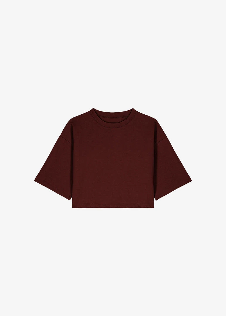 The Frankie Shop Karina Cropped T-Shirt - Bordeaux CLOTHING
