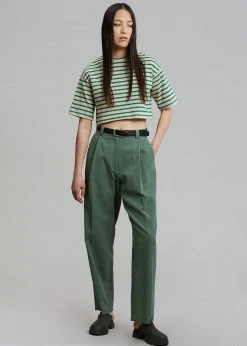 The Frankie Shop Karina Cropped T-Shirt - Green/Beige