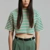 The Frankie Shop Karina Cropped T-Shirt - Green/Beige