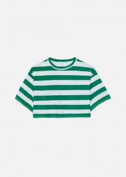 The Frankie Shop CLOTHING Karina Cropped T-Shirt - Green/White