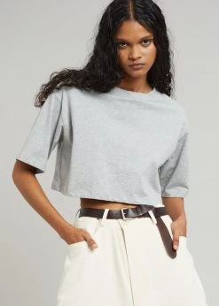 The Frankie Shop CLOTHING Karina Cropped T-Shirt - Heather Grey