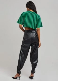 The Frankie Shop CLOTHING Karina Cropped T-Shirt - Kelly Green/Navy
