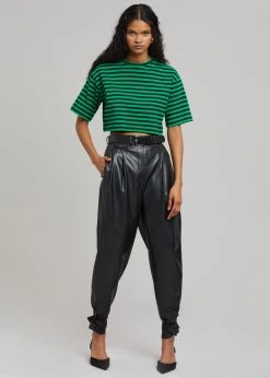 The Frankie Shop CLOTHING Karina Cropped T-Shirt - Kelly Green/Navy