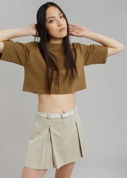 The Frankie Shop Karina Cropped T-Shirt - Olive