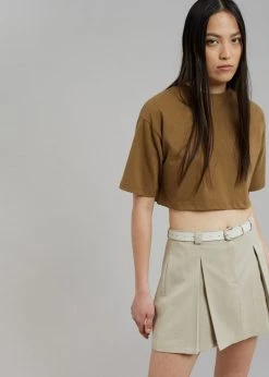 The Frankie Shop Karina Cropped T-Shirt - Olive