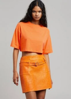 The Frankie Shop Karina Cropped T-Shirt - Orange CLOTHING