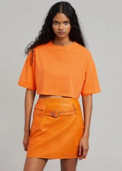 The Frankie Shop Karina Cropped T-Shirt - Orange CLOTHING