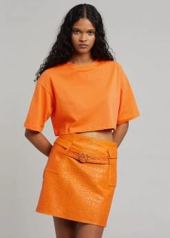 The Frankie Shop Karina Cropped T-Shirt - Orange CLOTHING