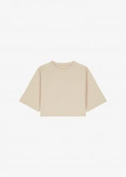 The Frankie Shop Karina Cropped T-Shirt - Sand CLOTHING