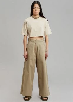 The Frankie Shop Karina Cropped T-Shirt - Sand CLOTHING