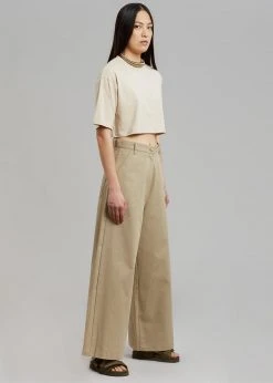 The Frankie Shop Karina Cropped T-Shirt - Sand CLOTHING