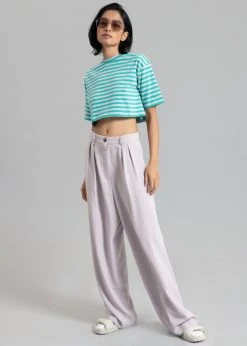 The Frankie Shop CLOTHING Karina Cropped T-Shirt - Sea Green/Lilac
