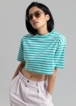 The Frankie Shop CLOTHING Karina Cropped T-Shirt - Sea Green/Lilac